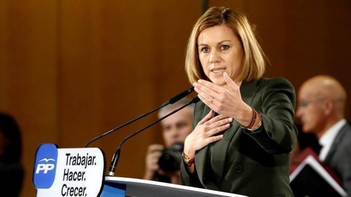 La secretaria general del PP, María Dolores de Cospedal, el pasado viernes durante la presentación de los candidatos de su partido para las autonómicas.-Foto: JUAN MANUEL PRATS