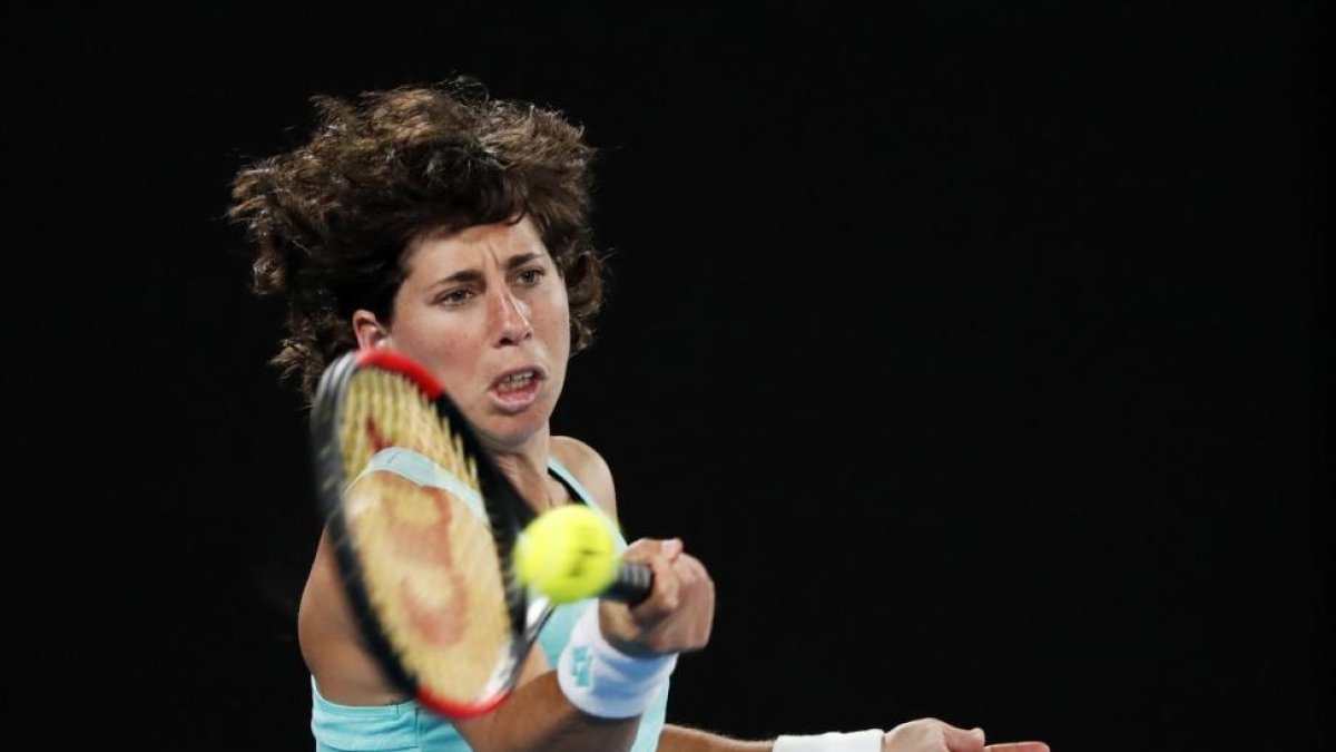 Carla Suarez, durante el partido de cuartos de final.-/ ISSEI KATO (REUTERS)