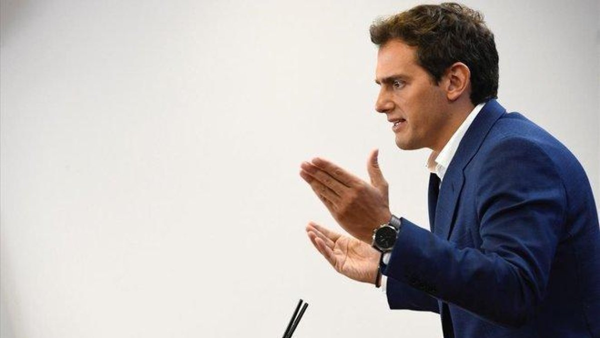 Albert Rivera, en la rueda de prensa que ha dado este martes en el Congreso.-EFE / VÍCTOR LERENA