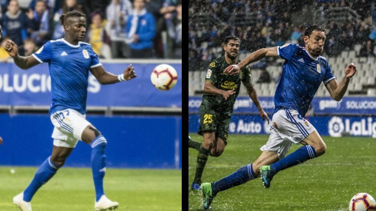 Ibrahima y Toché esta temporada con la camiseta del Oviedo.-LFP