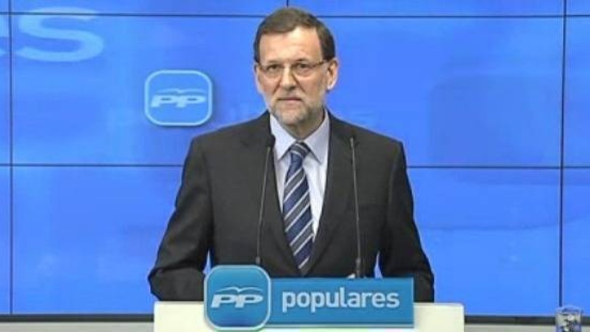 Mariano Rajoy, durante la comparecencia. PP-