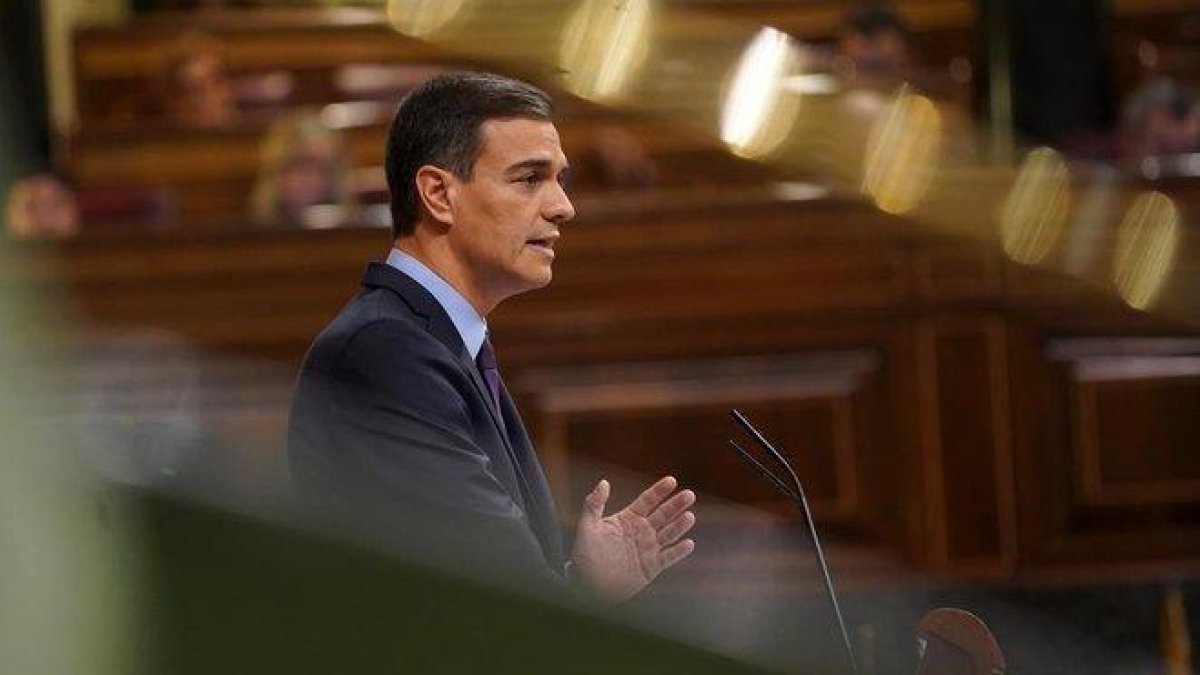 Pedro Sánchez interviene en el pleno del Congreso.-JOSÉ LUIS ROCA
