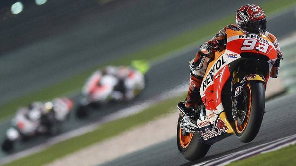 La Honda de Marc Márquez, durante los entrenamientos del GP de Catar, en Doha, este viernes.-Foto: EFE