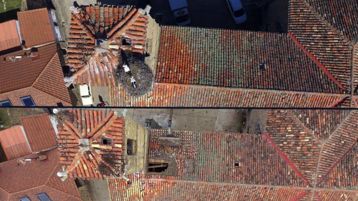 El desplome ocasiona graves daños en el tejado de la iglesia-D.S.