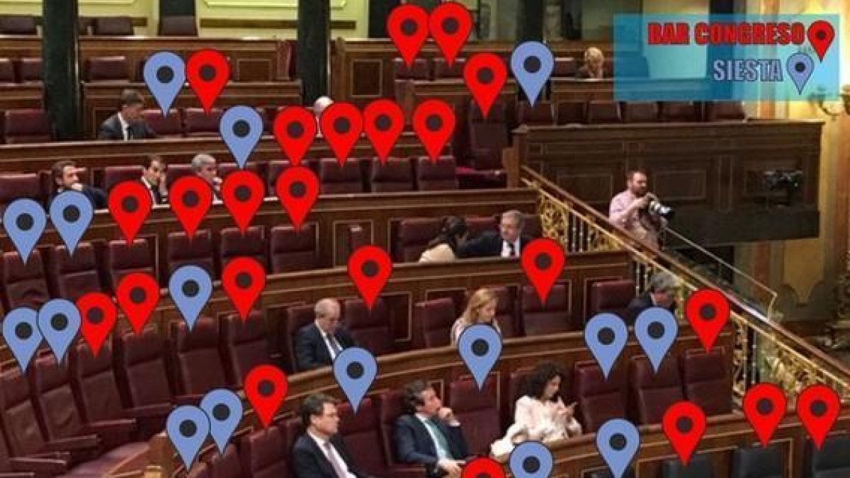 Imagen que ha colgado Bob Estropajo en Twitter para ironizar con las ausencias del PP durante el debate.-TWITTER / BOB ESTROPAJO