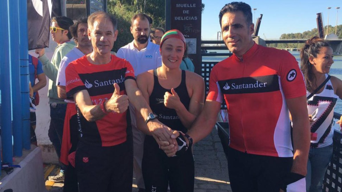 Los campeones del deporte español, Abel Antón, Mireia Belmonte y Miguel Indurain durante la cita celebrada en Sevilla.-D.S.