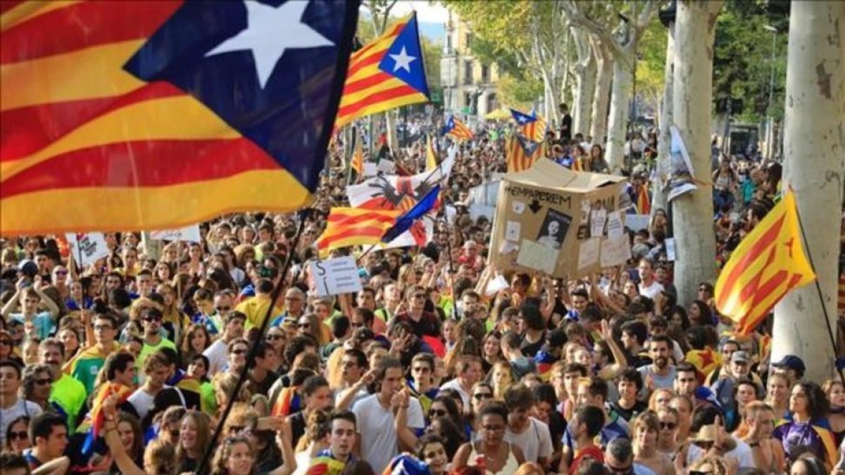 Concentración independentista en el paseo de Lluís Companys, el pasado 21 de septiembre-FERRAN NADEU