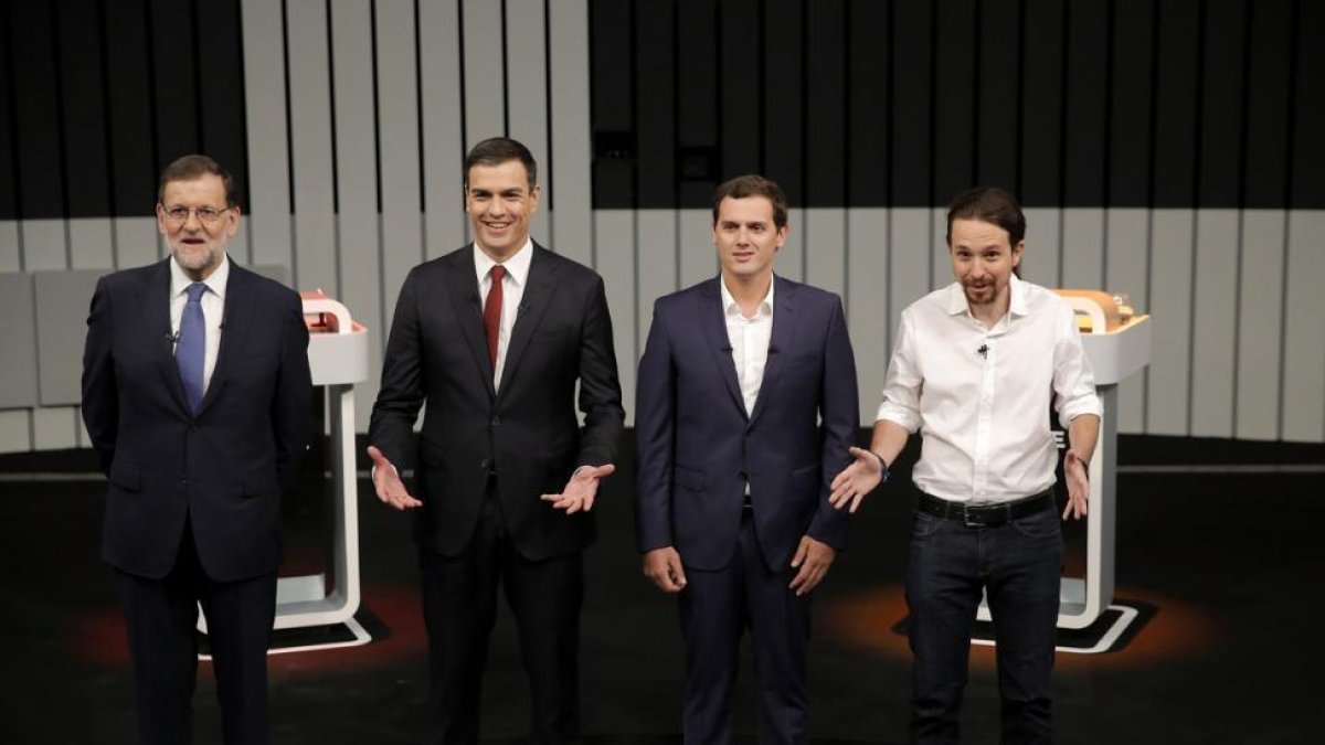 Mariano Rajoy, Pedro Sánchez, Albert Rivera y Pablo Iglesias-JOSE LUIS ROCA