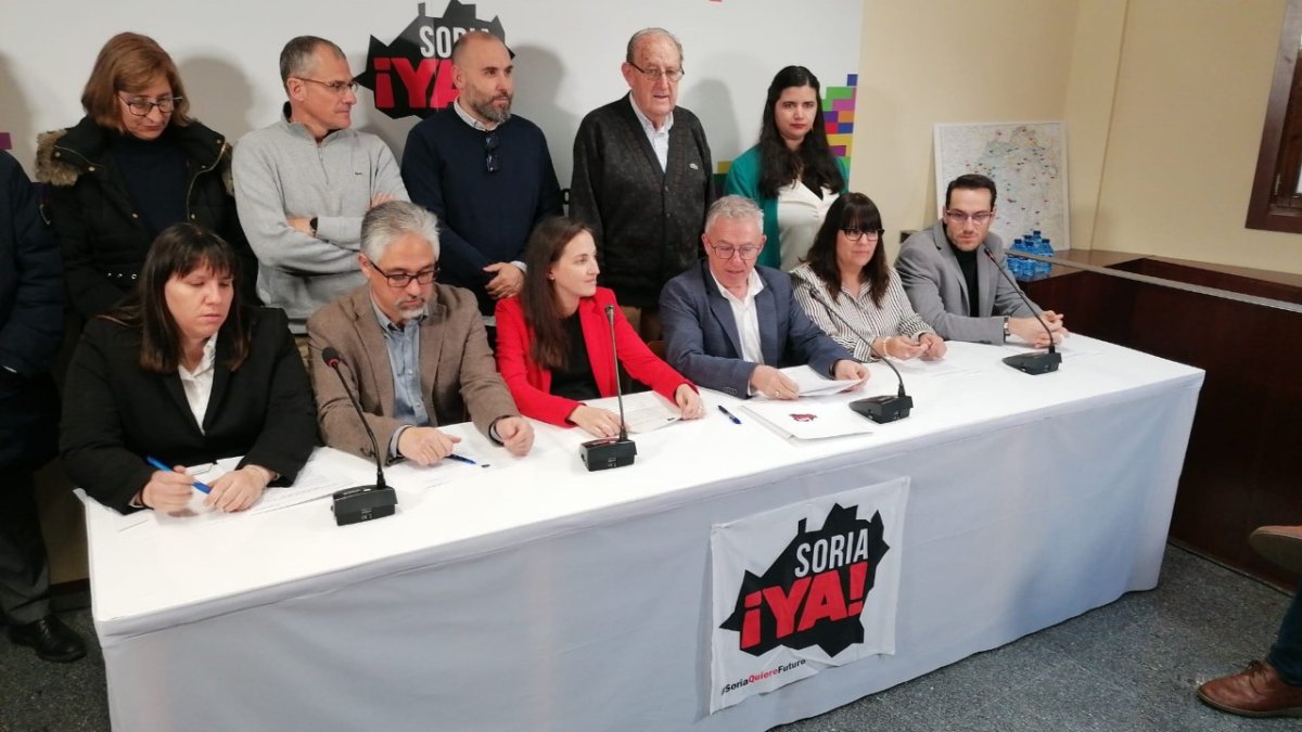 La cúpula de Soria Ya durante su comparecencia el pasado miércoles. HDS