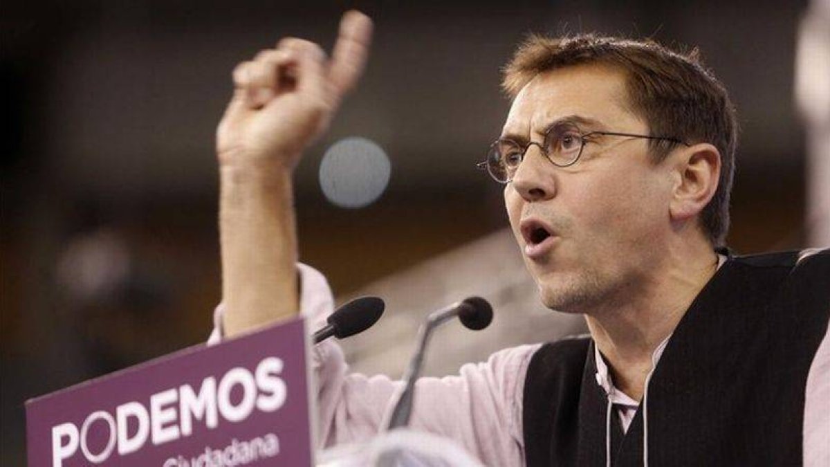 El número tres de Podemos, Juan Carlos Monedero, en la Asamblea Ciudadana celebrada en Madrid el pasado octubre.-Foto: AGUSTÍN CATALÁN