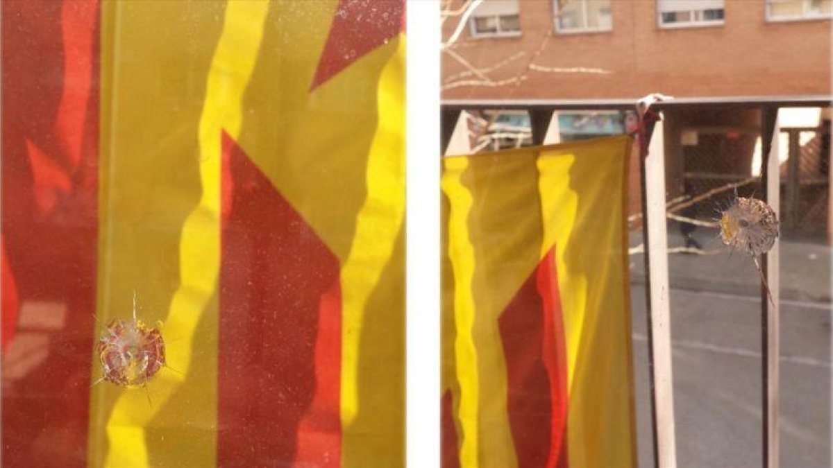 La CUP de Santa Perpètua denuncia que se ha disparado contra la estelada.-CUP