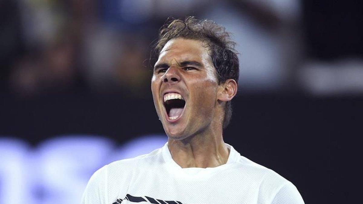 El tenista español Rafael Nadal celebra su pase a las semifinales del Abierto de Australia-