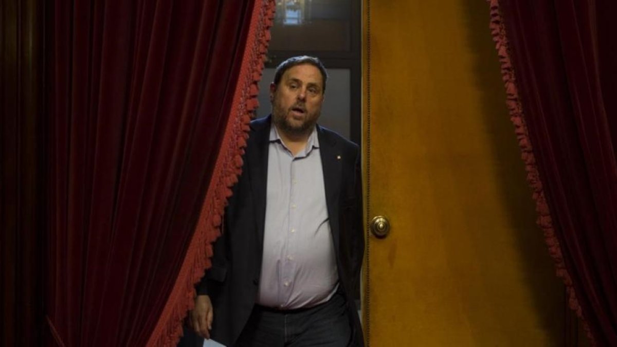 El vicepresidente de la Generalitat, Oriol Junqueras, en el Parlament-ALBERT BERTRAN