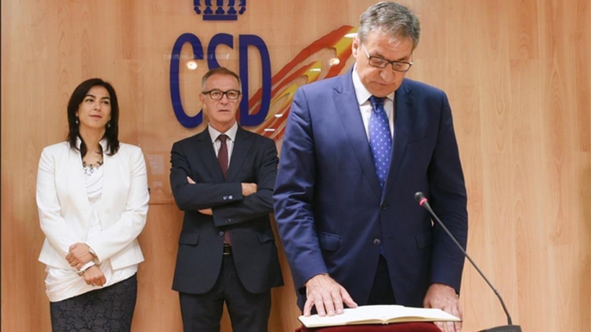 Mariano Soriano, durante la toma de posesión en el CSD.-EL PERIÓDICO