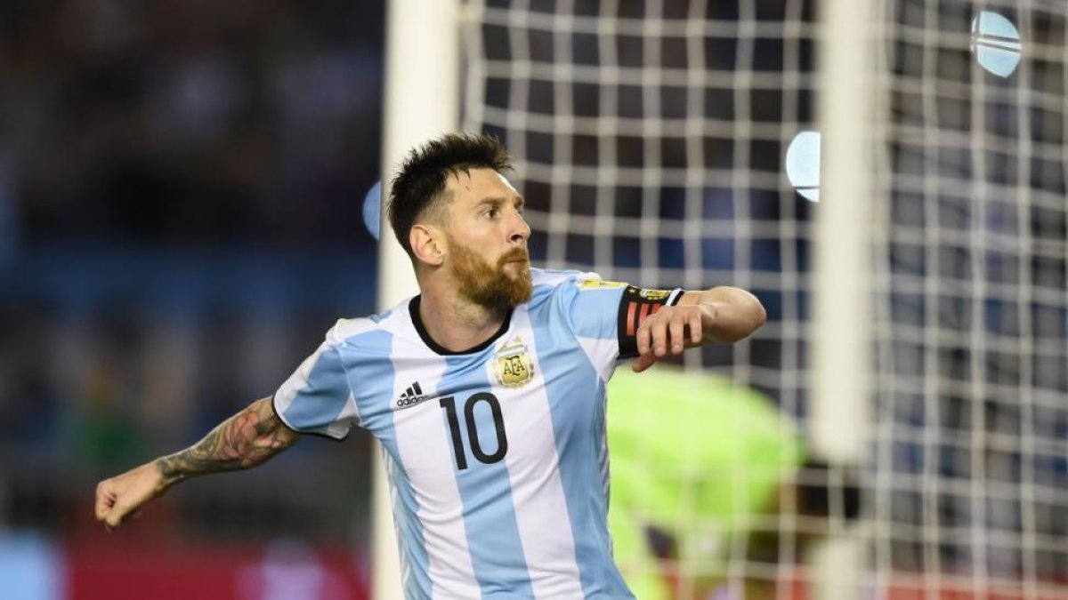 Leo Messi celebrando un gol con la selección Argentina-EITAN ABRAMOVICH (AFP)