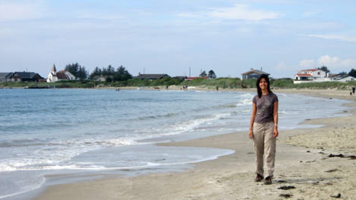 La soriana Laura García en la playa de Stavanger-