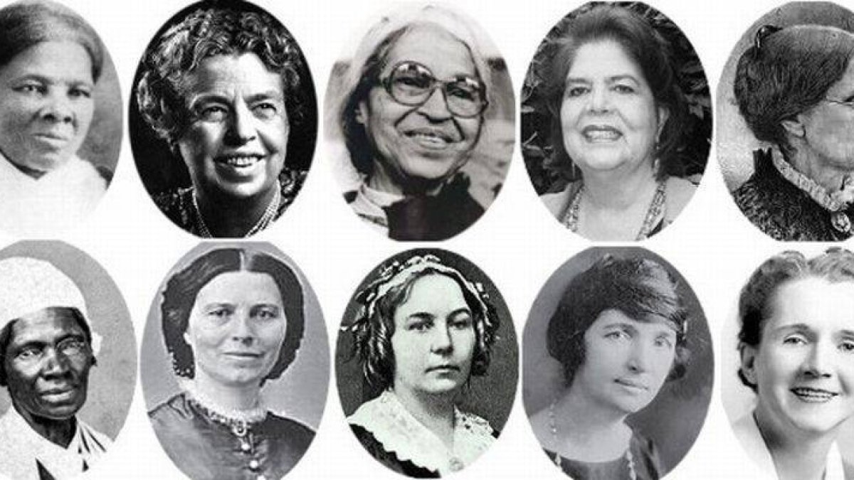 De izquierda a derecha y de arriba abajo: Harriet Tubman, Eleanor Roosevelt, Rosa Parks, Wilma Mankiller, Susan B. Anthony, Sojourner Truth, Clara Barton, Elizabeth Lady Stanton, Margaret Sanger y Rachel Carson.-Foto: WOMEN ON 20S