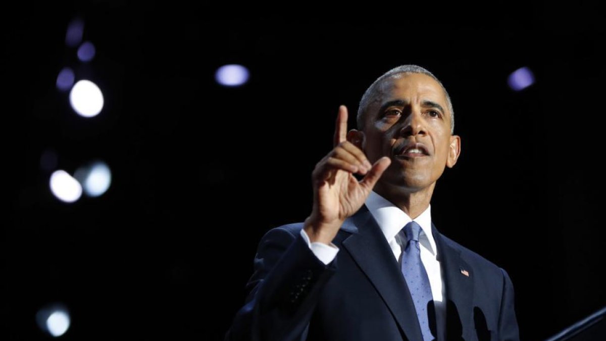 Barack Obama, durante su discurso de despedida en Chicago.-AP / PABLO MARTÍNEZ MONSIVAIS