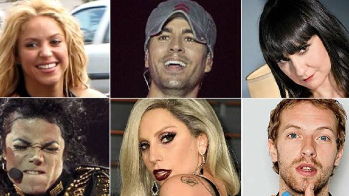 Shakira, Enrique Iglesias, Amaral, Michael Jackson, Lady Gaga y el líder de Coldplay, entre los que han sido señalados como copiones.-