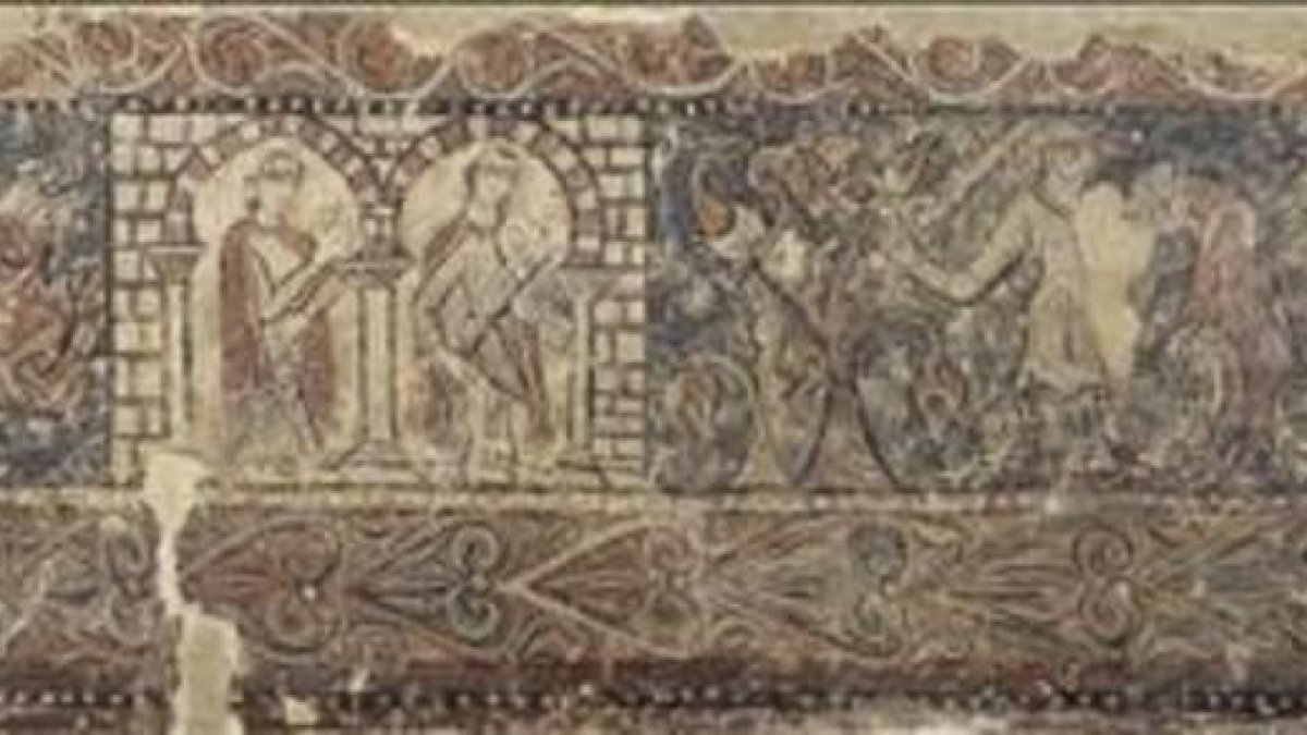 Uno de los fragmentos de pintura del monasterio de Sijena que forman parte de la colección del MNAC.-
