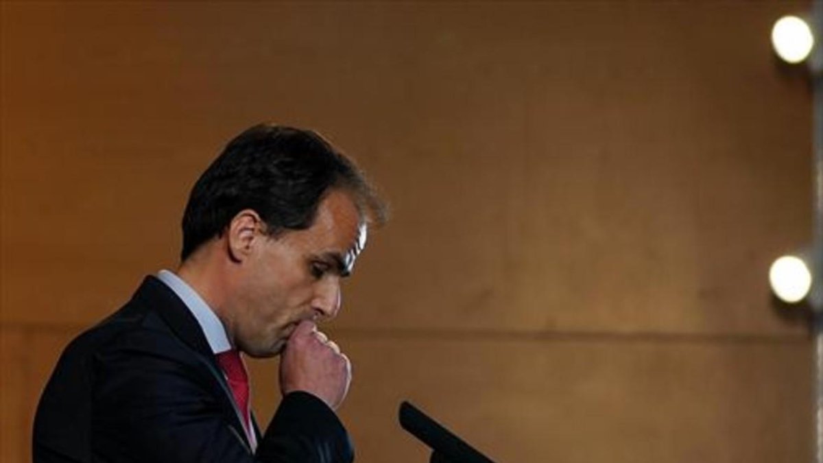 Javier Ramos, rector de la URJC, en la rueda de prensa que ofreció el pasado viernes-JOSE LUIS ROCA