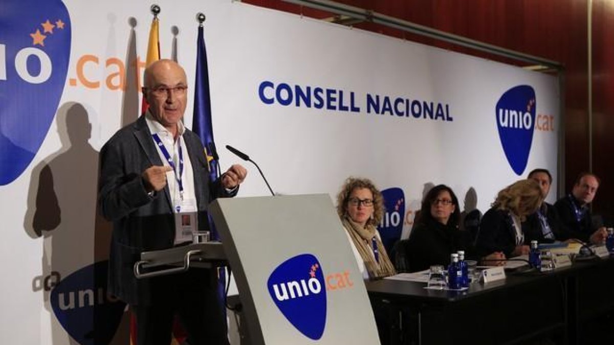 Josep Antoni Duran Lleida, en el Consell Nacional de Unió, este sábado.-FERRAN NADEU