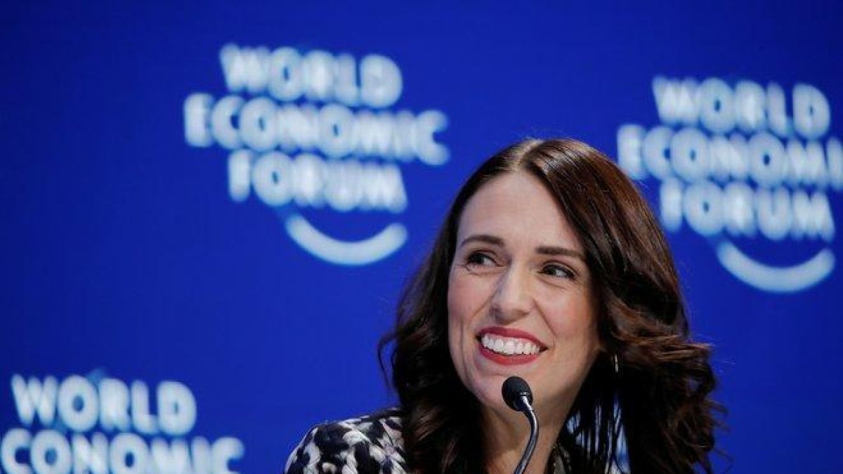 La primera ministra de Nueva Zelanda, Jacinda Ardern, durante su intervención durante el Foro de Davos, en enero del 2019.-X90184