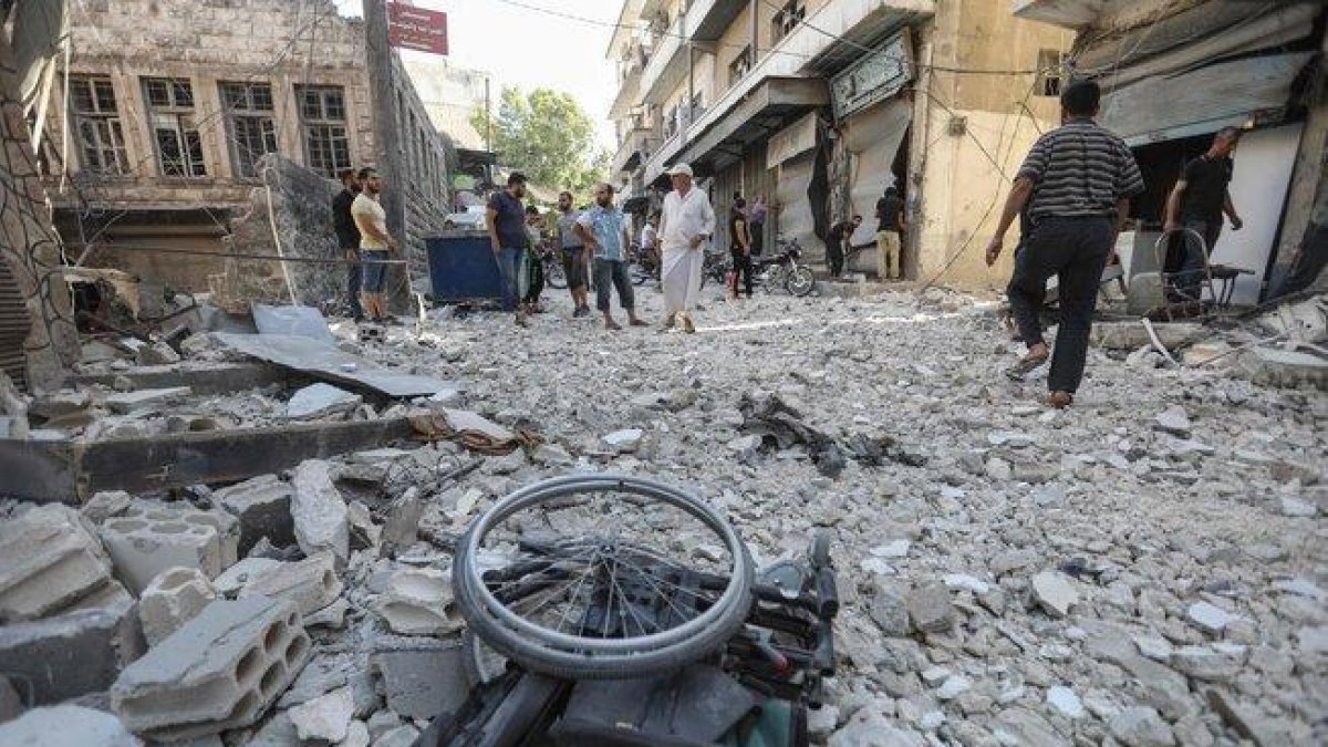 Edificios destruidos por los ataques aéreos en Siria.-AFP