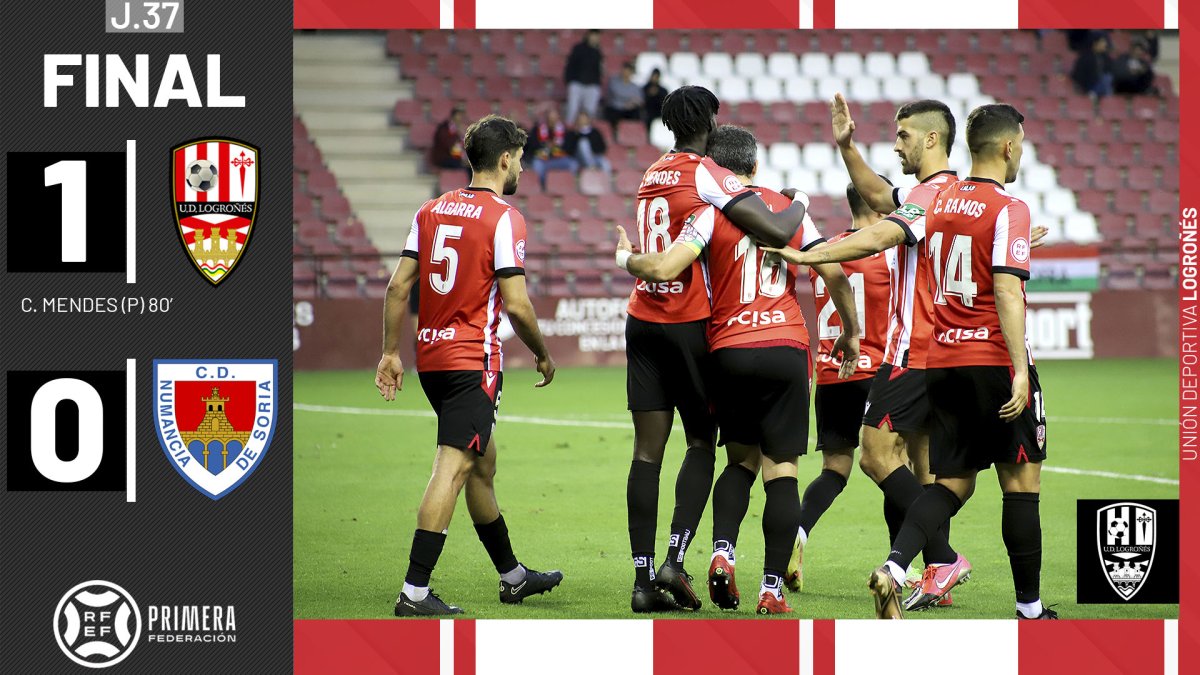 La UD Logroñés se llevó los tres puntos ante l CD Numancia y deja a los de Soria a un punto del descenso. UD LOGROÑÉS