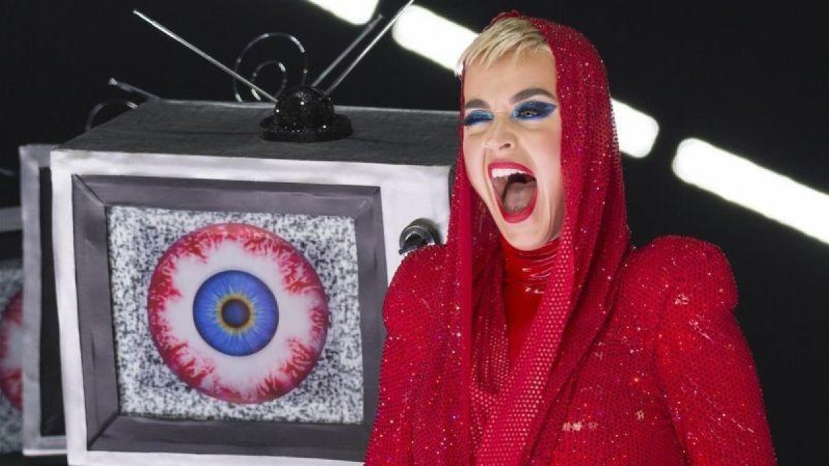 Katy Perry durante su actuación en el Staples Center de Los Ángeles con Witness The Tour, el pasado noviembre.-WILLY SANJUAN
