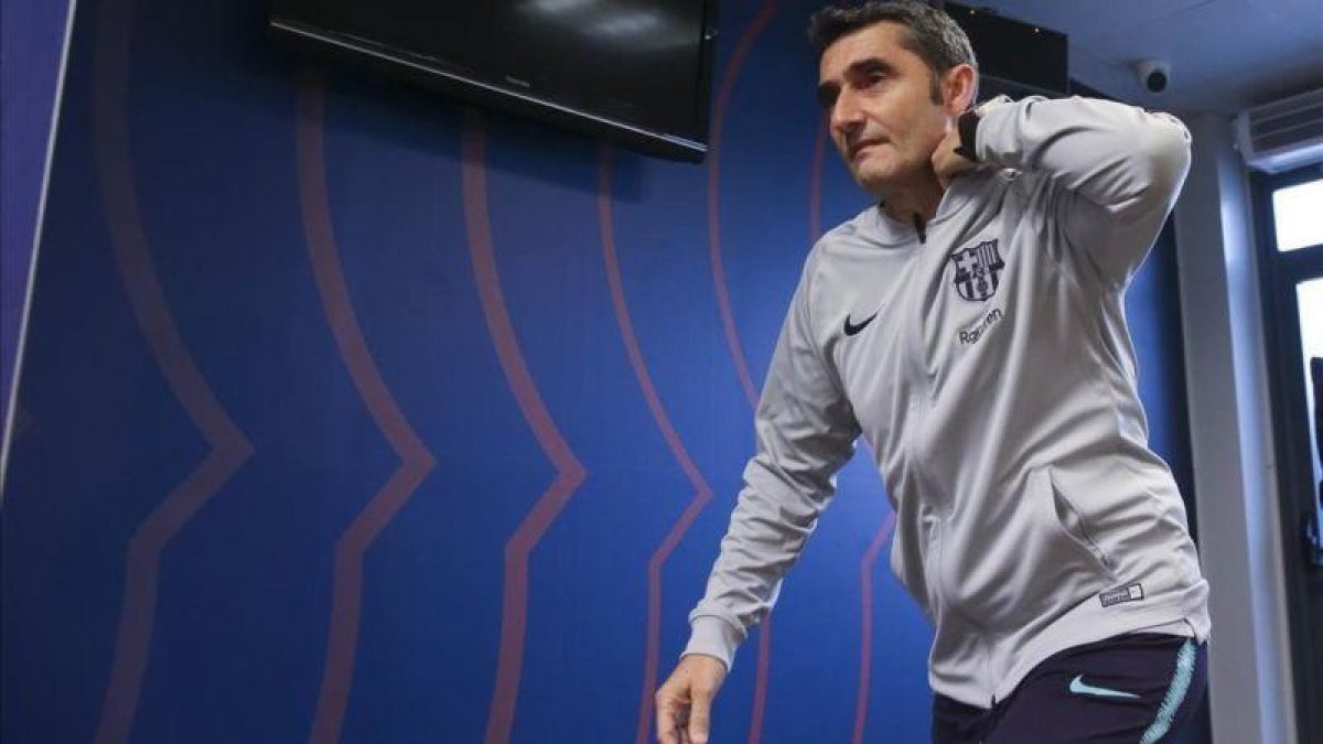 Ernesto Valverde, antes de la rueda de prensa.-EL PERIÓDICO