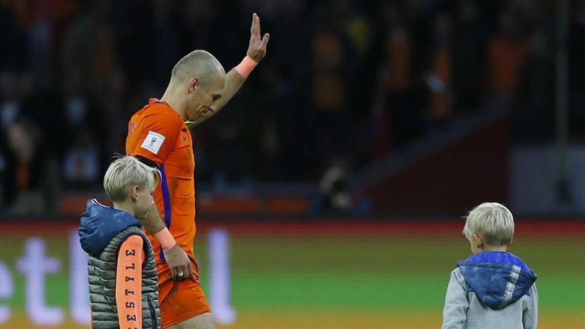 Robben, con la camiseta de la selección holandesa.-PETER DEJONG