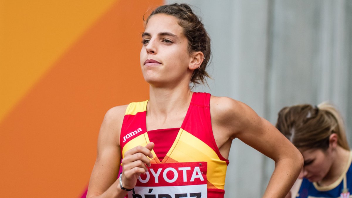 Marta Pérez en una imagen durante su participación en el Mudial de atletismo de Londres en 2017. HDS
