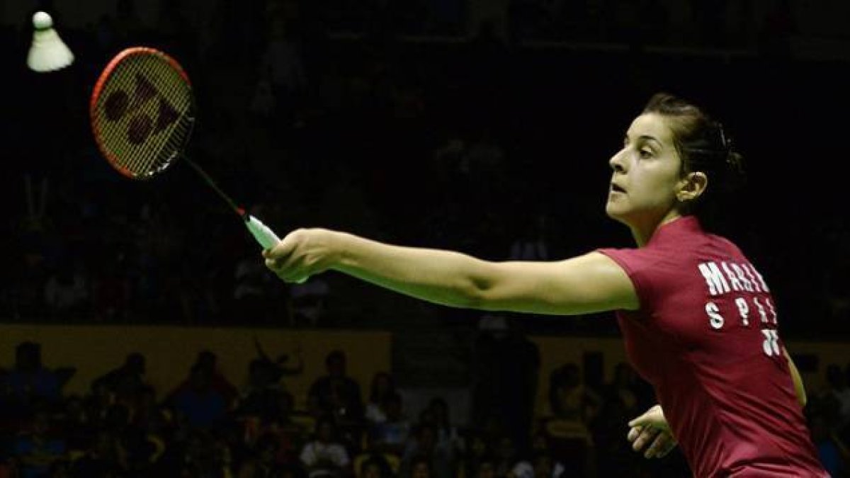 Carolina Marín, durante la final del Abierto de Malasia, el 5 de abril.-Foto: AFP / MANAN VATSYAYANA