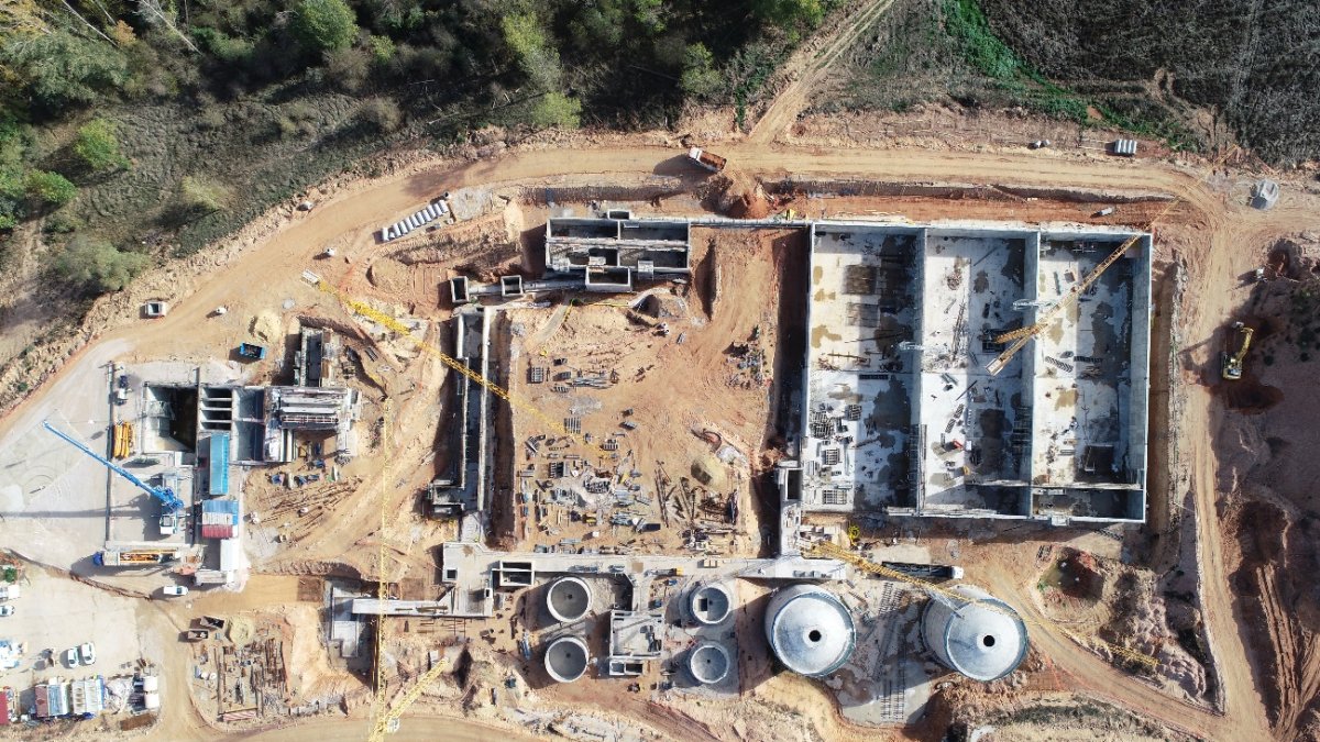 Vista aérea del conjunto de la nueva depuradora. HDS