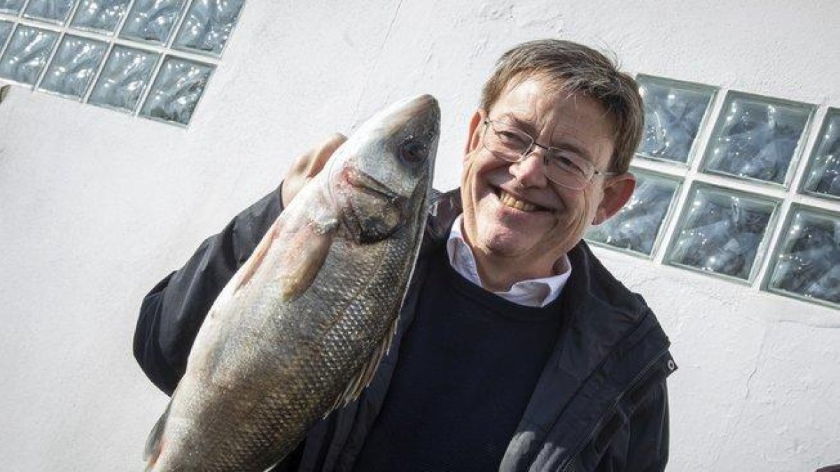 El presidente valenciano, Ximo Puig, en su visita a la cofradía de pescadores de El Palmar en L’Albufera.-MIGUEL LORENZO