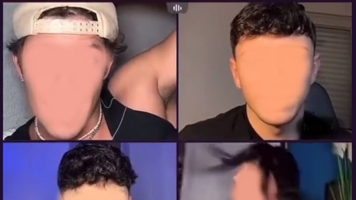 La joven, en la esquina inferior derecha, en el momento de recibir la bofetada. HDS