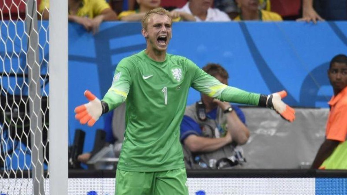 Jasper Cillessen, en un partido del Mundial del 2014 con Holanda.-FABRICE COFFRINI