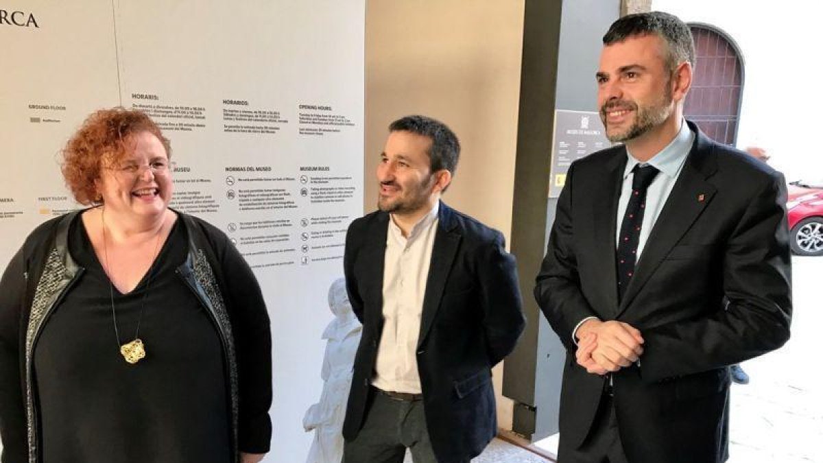 Ruth Mateu, Santi Vila y Vicent Marzá en la reunión de este lunes en el Museu de Mallorca.-