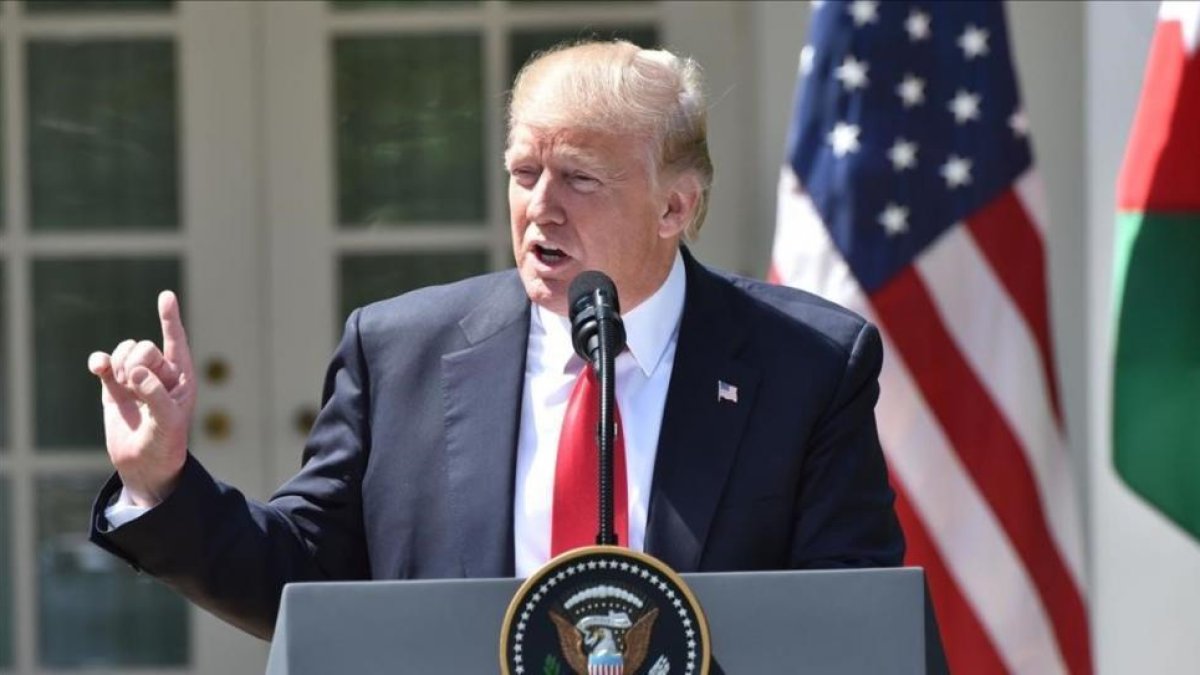 El presidente de Estados Unidos, Donald Trump, durante una rueda de prensa.-NICHOLAS KAMM