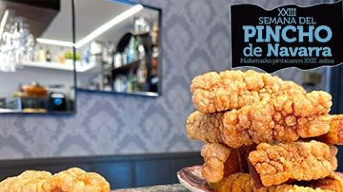 Pincho 'El Torrezno de Soria con almitas', del restaurante Veintinueve de Pamplona