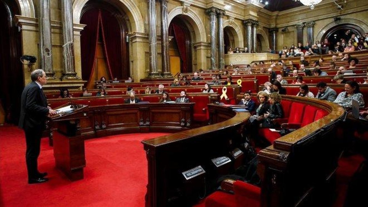 El ’president’ Quim Torra interviene en el pleno sobre igualdad en el Parlament-EFE / QUIQUE GARCÍA