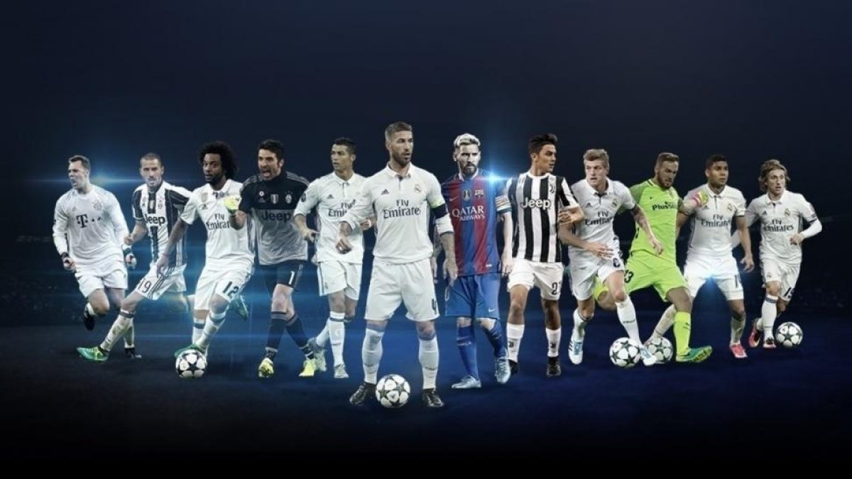 Los doce finalistas a los premios a mejores jugadores por líneas de la Champions.-UEFA.COM