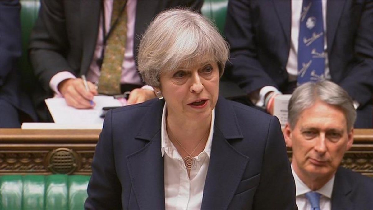 La primera ministra, Theresa May, el miércoles en el Parlamento birtánico.-AGENCIA