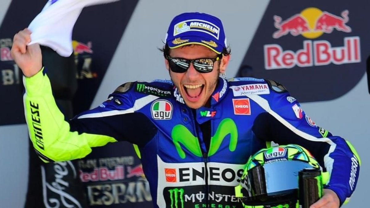 Rossi, en el podio de Jerez, el pasado domingo.-AFP / CRISTINA QUICLER