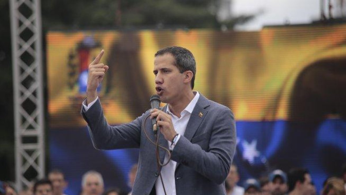 El presidente interino de Venezuela, Juan Guaido, en un acto público.-EFE