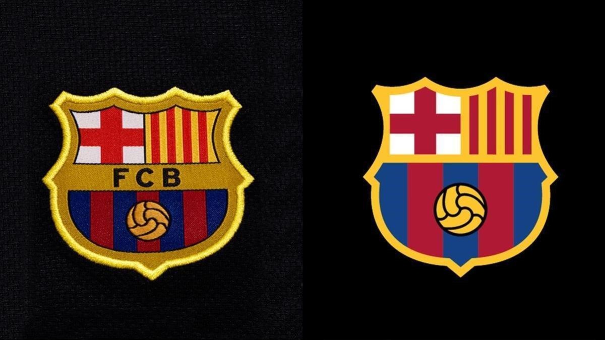El antiguo y el nuevo escudo del FC Barcelona-