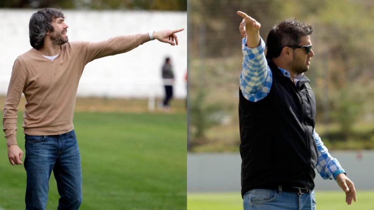 Los técnicos del San José y el Numancia B, Eduardo Modrego y José Alejandro Huerta.-DIEGO MAYOR
