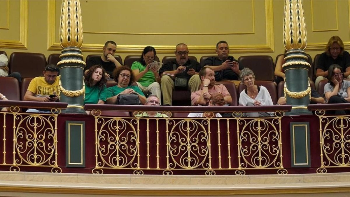 Miembros de la PAH, hoy, en el Congreso-JOSE LUIS ROCA