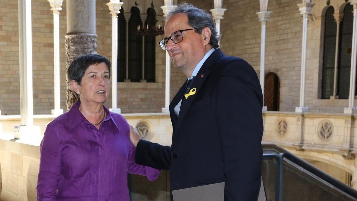 El presidente de la Generalitat Quim Torra y la delegada del Gobierno en Catalunya Teresa Cunillera, el pasado julio. /-ELISENDA PONS